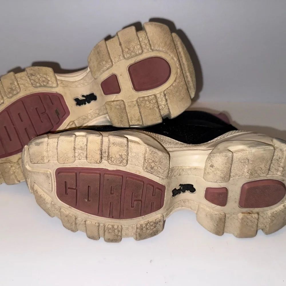 COACH C265 Hiker Sneakers Black Pink Suede Mesh Chunky High Top G4320